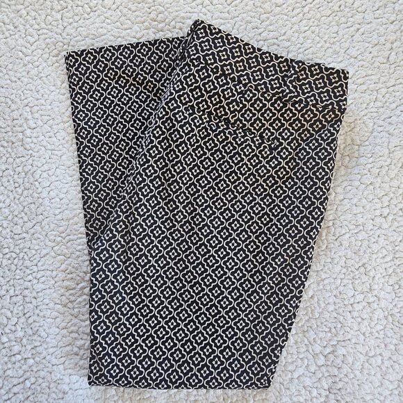 Ann Taylor Loft Petite 8P Black Tan Geometric Print Marisa Skinny Pants - Picture 1 of 5
